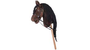 Braunes Hobby Horse mit langer schwarzer Mähne