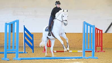 Stangen, Spring-Parcours, Stangen-Parcours Emilia Schlüsselburg mit ihrer Stute "C'est l'amour".