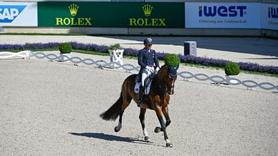 Steffen Peters mit seinem Pferd Suppenkasper in der Dressurarena: World Equestrian Festival CHIO Aachen 2022 - Day Ten