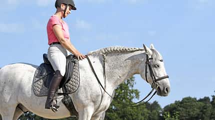 CAVALLO Die Kraft des Atmens, Reiterin auf Schimmel CAVALLO Die Kraft des Atmens, Reiterin auf Schimmel