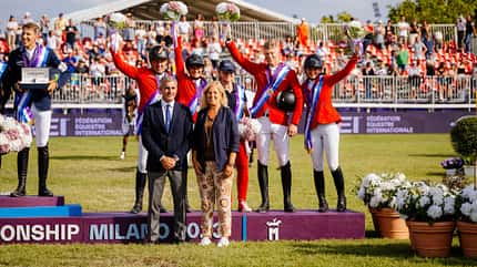 European Show Jumping Championship Team Österreich auf dem Bronze-Treppchen