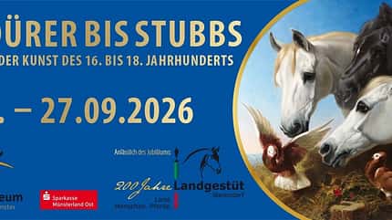 Westfälisches Pferdemuseum Münster, Pferd in der Kunst, Museum
Freuen sich über das Jubiläum des Nordrhein-Westfälischen Landgestüts in Warendorf und das gemeinsame Ausstellungsprojekt (v.l.n.r.): Martin Koschny (Westpreußisches Landesmuseum), Alfred Smieszchala (Dezentrales Stadtmuseum Warendorf), Wolfgang Türk (Leiter Kulturamt Stadt Warendorf), Maya Kätker (Westfälisches Pferdemuseum), Sybill Ebers (Westfälisches Pferdemuseum), Dr. Sebastian Steinbach (Museum Abtei Liesborn), Katharina Kühl (Museum Abtei Liesborn), Dr. Felix Austermann (Gestütsleiter und Direktor der Deutschen Reitschule)… und natürlich Humphrey (Rheinisch-Deutsches Kaltblut).