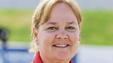 Porträtaufnahme von FUETTERER-SOMMER Silke, Bundestrainerin Para-Dressur, beim Maimarkt-Turnier 2023 in Mannheim.