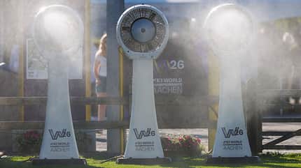 Cooling System, Air Cooler, General Impression, Reitstadion Soers, Aachen, Reiten, Reitsport, Equestrian, Reit-WM, Impression, Impressionen, Szene AACHEN - FEI World Championships 2026: Große Ventilatoren auf dem Gelände.