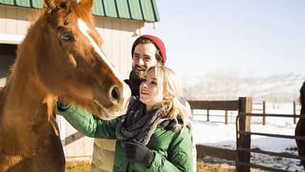 Paar, Beziehung, Freund, Mann Paar mit Pferd