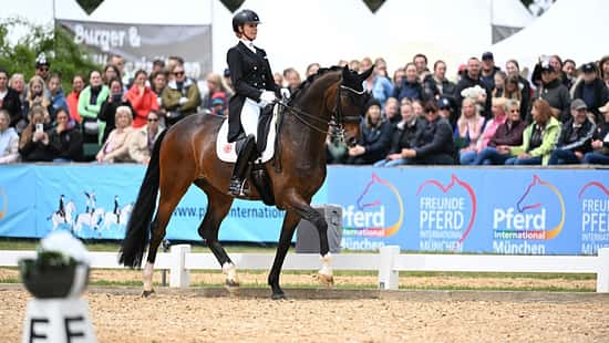 Jessica von Bredow Werndl mit Got it BB im Dressurviereck zum Pferd International München