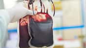 asian,background,bags,bloody,donate,donating,donation,donor,fema Red blood bag in hand scientist over white background in laboratory.