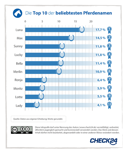 Ranking der beliebtesten Pferdenamen 2022
